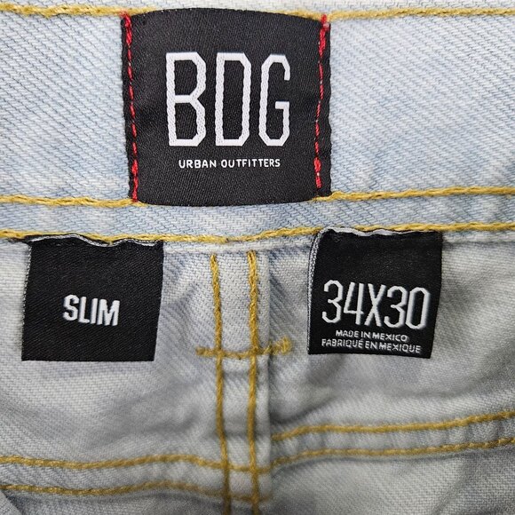 BDG Urban Outfitters Mens Slim Jeans 34X30 Light Wash Denim  Casual Pants - Picture 2 of 11